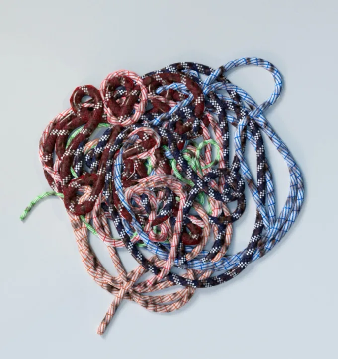 Tangled colorful Mammut climbing ropes